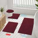 Smiry Luxury Chenille Bathroom Rugs 24x16, Extra Soft and Absorbent Shaggy Bath Mat, Machine Washable, Non-Slip Plush Carpet Runner for Tub, Shower, and Floor, Home Decor Accessories, Burgundy