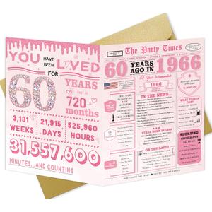 2 x IDU 60th Birthday Card for Women,60th Birthday Gifts & Decorations for Women, 60 Year Old Birthday Gifts Cards for Mom Sister Wife Family Friends