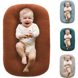 Baby Lounger for Newborn,Baby Nest for Newborn Soft Cotton Breathable for Playtime & Relaxation,Flat Babies Essentials Gifts Newborn Lounger for Boys & Girls 0-12 Months Biege