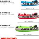 Airhead G-Force Towable Tube for Boating, 1-4 Rider Inflatable Boat Tube for Water Tubing, Heavy Duty Full Nylon Cover, Stabilizer Fins with Neoprene Knuckle Guards, Speed Safety Valve