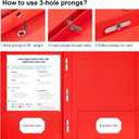 4 x HABGP 4 Pack Two Pocket Folder with Prongs, 2 Color Paper Folders with Pockets and Business Card Holder, Folders with Pocket Fit Letter Size, Organizing Papers in School, Office & Business Red & Blue