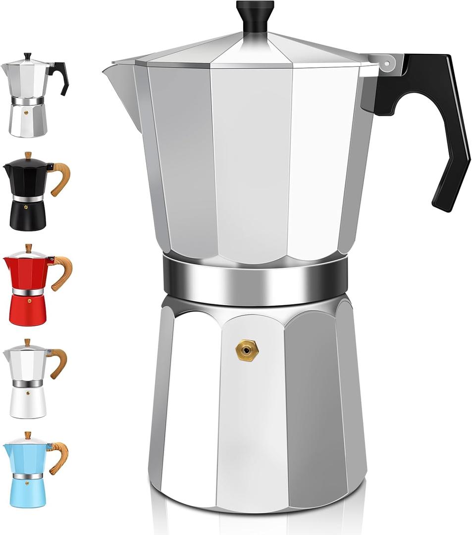 14 Cup Aluminum Espresso Stovetop Moka Pot Express Coffee Maker Percolator Italian Classic Mocha Coffee Machine for Italian and Cuban Cafe Brewing for Home & Camping 700ml 23oz (Silver)