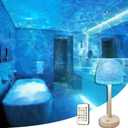 Cordless Waterproof Shower Lamp, Rechargeable Bathroom Lamp with Remote & Touch Control 16 Color Changeable Ocean Wave Projector Light, Spa-Like Mood Light for Bathtub/Shower (Beige)