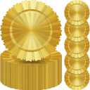 Mifoci 50 Pcs Bright Gold Charger Plates Bulk 13 Inch Plastic Round Chargers Fluted Edge Dinner Plate Wedding Decoration for Table Setting Wedding Party Event Tabletop, 13 x 0.8 inches