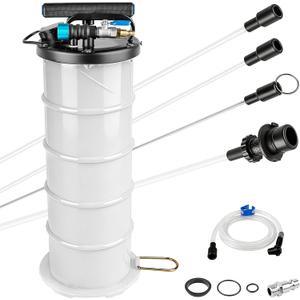 6.5L Oil Extractor Pump - Pneumatic/Manual Automotive Fluid Extractor with Extended Suction Hoses & Brake Bleeding Hose for Oil/Fluid Change