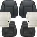 SecosAutoparts Driver & Passenger Side Bottom & Top Lean Back Replacement Perforated Leather Seat Covers & Foam Cushions Black Compatible with Chevy Silverado GMC Sierra 2014 2015 2016 2017 2018 2019