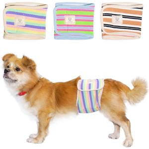 Male Dog Diapers, TONY HOBY Washable Male Dog Belly Band, Reusable Male Dog Wrap (3 Pack, Colorful, Small)