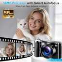 4K Digital Camera for Photography, 56MP Autofocus Vlogging Camera with 3" 180 Flip Screen, 16X Zoom, Compact Point and Shoot Camera for Beginners and Teens