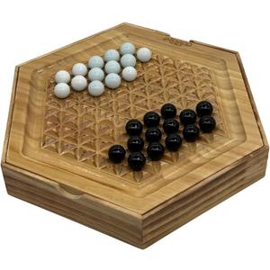Abalone Board Game, Marble Strategy Game, Solid Wooden Game with 28 Marbles, 2 Player Games, Abalone Game, Marble Chess Game, Intellectual Chess Board Game, Strategy Games for Adults
