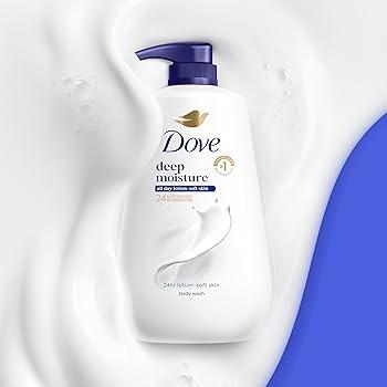 Dove Body Wash with Pump 2 Count Deep Moisture for 24hr Lotion-Soft Skin Moisture Moisturizing Skin Cleanser with No Sulfates No Parabens
