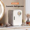 Mini Skincare Fridge with LED Light Mirror, 4 Liter/6 Can Compact Makeup Refrigerator for Bedroom - Portable Mini Fridge for Makeup, Skincare & Food, AC/DC Power for Home & Car