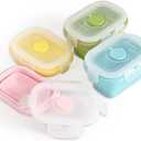 Collapsible Silicone Food Storage Container, Portion Control Container with Clip-on Lid, Stackable, Space Saving, Microwave/Fridge/Freezer/Dishwasher Safe, 5 Oz, Pack of 4