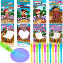 JOYIN 28Pcs Valentines Day Invisible Ink Pens with Cards, Stationery Gift Set for Kids with Light for Classroom Exchange Gift, Classroom Prizes, Party Favors