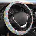 Retro Flowers Steering Wheel Cover Universal 15 Inch Cute Car Accessories Protector for Women Men