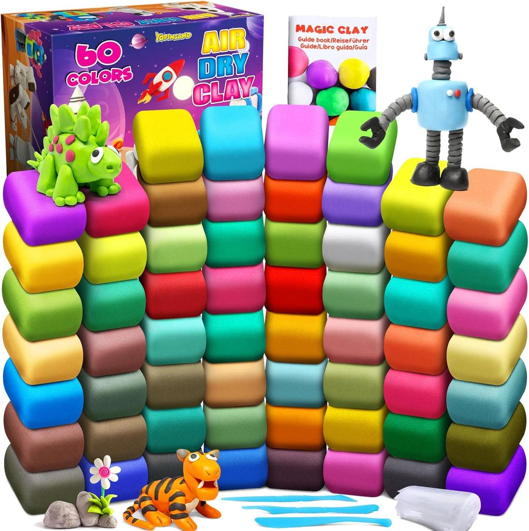 Air Dry Clay 60 Colors, Modeling Clay for Kids, DIY Molding Magic Clay, Gift for Kids Boys Girls