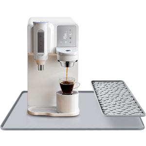 Silicone Coffee Bar Mat 24''x16'' Non-Slip Coffee Maker Mat, Heat-resistant Silicone Mat Detachable Dish Drying Mats for Kitchen Countertops, Waterproof Under Pad (Grey, 24''x16'')