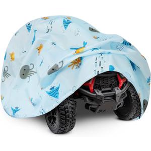 tonhui Ride On Toy Car Cover with Marine Animal Print, Waterproof Cover for Power Wheels Jeep, Tarp for Outdoor Kids Electric Car All Weather - Universal Fit (52"L x 28"W x 24"H)