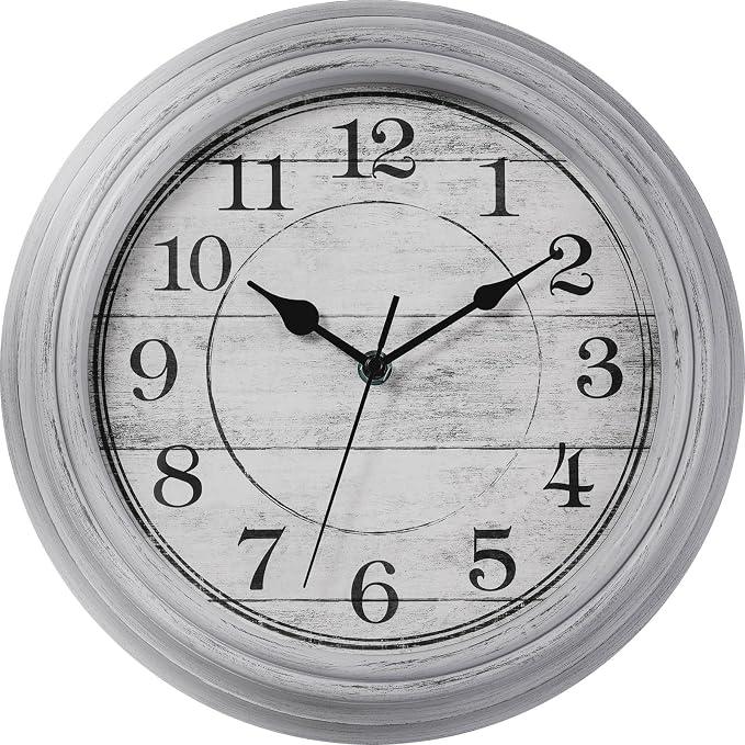 Wall Clock 12 Inch Vintage Decorative Battery Operated Silent Gray
Round clock; clear glass easy read; silent non-ticking; for living room, kitchen, bedroom