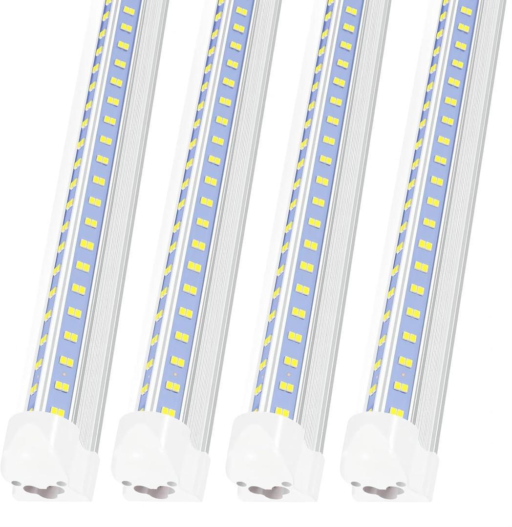 Led Shop Lights,Led Shop Lights 4FT 50W 6500K 7000LM Clear White,Shop Light 4FT 110V Linkable Integrated V-Shape for Shop Garage,Warehouse,Workbench and Workshop Commercial Bay Lighting(4-Pack)
