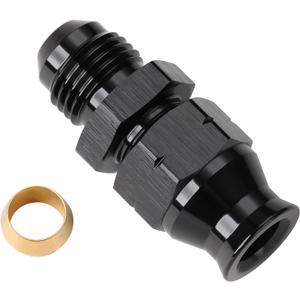 6AN Male Flare to 5/16" Hardline Compression Fitting Adapter Straight Aluminum Black