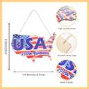 4th of july Door Decorations - Patriotic Door Sign Map Welcome Fourth of July Red White and Blue Wall Wreath Sign Hanging for Home Wall Outdoor Indoor Supply Decor Gifts 13.8×11.8 Inch