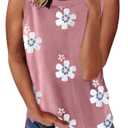 Actloe Women's Crewneck Basic Tank Tops Casual Loose Sleeveless Color Block Shirts, XL