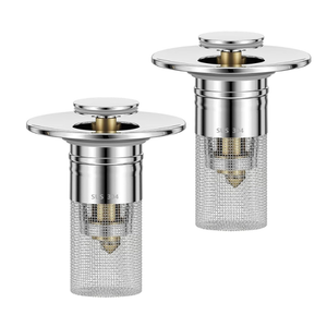 2PCS Pop-up Sink Drain Strainer with Removable Stainless Steel Basket, Bathroom Sink Stopper Pop-up, Hair Catcher, Sink Filter, Bathroom Sink Stopper Replacement，Fits 99% Drain Opening