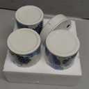 Blue Coral Bathroom Accessories Set Porcelain Coastal Bath Decor soap Dispenser Toothbrush Holder bumbler soap Dish Jewelry Tray Bathroom countertop Set for Beach Seaside Ocean Theme Bathroom Decor