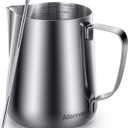 Milk Frothing Pitcher 350ml/600ml/900ml/1500ml (12oz/20oz/32oz/50oz) Steaming Pitchers Stainless Steel Milk/Coffee/Cappuccino/Latte Art Barista Steam Pitchers Milk Jug Cup with Art Pen,12oz
