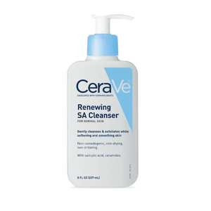 CeraVe Renewing Salicylic Acid Cleanser, Formulated With Hyaluronic Acid, Niacinamide, & Ceramides, Gentle BHA Exfoliating Face Wash Smooths & Softens Skin, Non Comedogenic & Fragrance Free, 16 Ounce