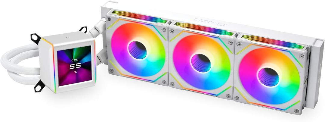 Lian Li GA II LCD 360MM AIO - Asetek 8th Gen - 2.88 IPS LCD Screen Liquid Cooler - Screen Recording for Videos and Photos - Pre-Installed UNI Fan SL-INF Fans (GA2ALCD36INW)