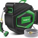 SHAWTY Retractable Garden Hose Reel 100FT 1/2" - 4-Layer Hose with Metal Bracket, Auto-Lock Slow Retraction, Outdoor Water Hose Reel for Yard & Garden - Nozzle Included (Green, 1/2" 100ft)