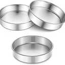 P&P CHEF 9 Inch Cake Pan Set of 3, 3 Pieces Round Layer Cake Baking Pans, Stainless Steel Smash Cake Tin Bakeware for Cooking Steaming, Nontoxic & Sturdy, Oven & Dishwasher Safe
