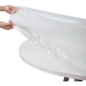 Clear Round Vinyl Fitted Tablecloth Waterproof Oilcloth Heavy Duty Elasticized Table Cover Elastic Edge Design Plastic Tablecloth Protector Best for 32"-36" Round