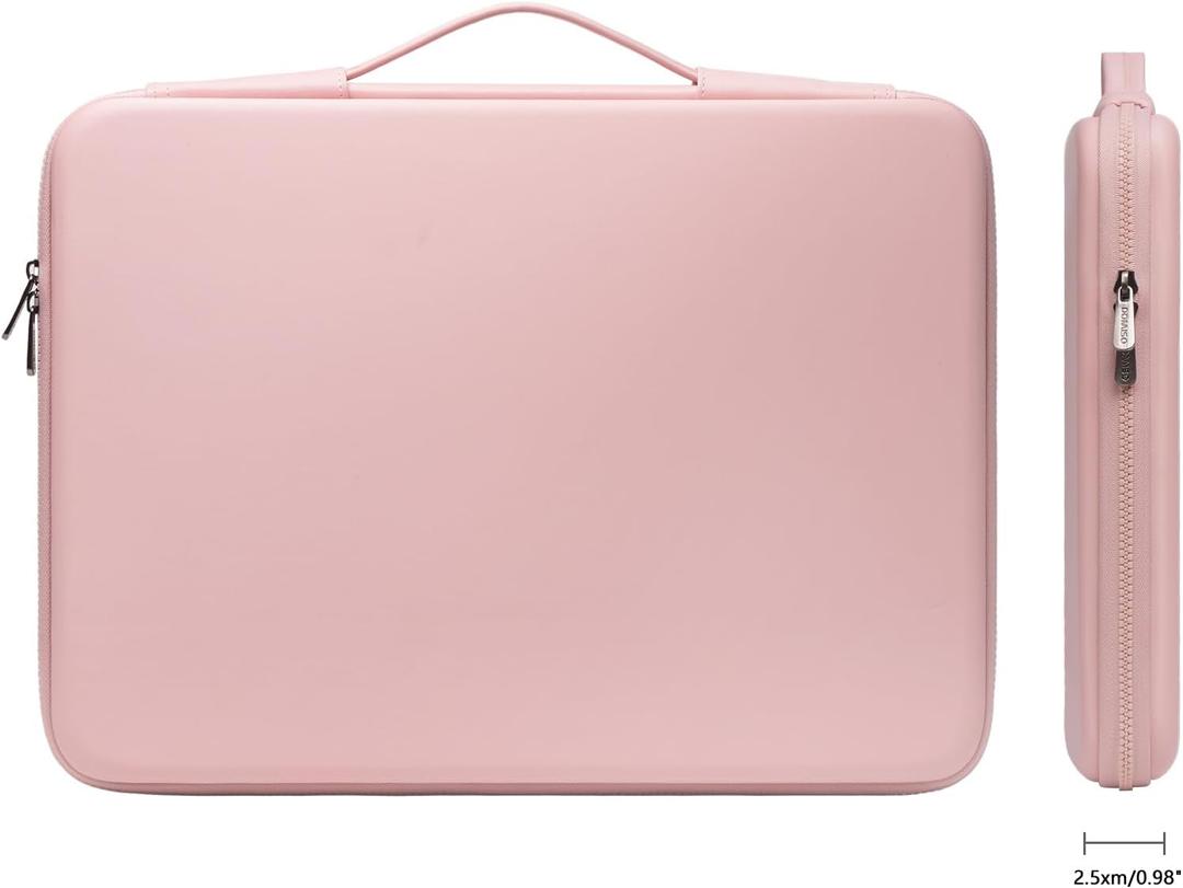 DOMISO Laptop Hard Case 15-16 inch Waterproof Shockproof Hard Shell Laptop Sleeve with Handle & Storage Pocket, Compatible with MacBook, HP, Dell,Pink