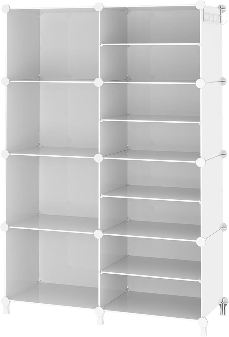 AWTATOS Closet Organizer 8 Cube Storage Shelves Closet Clothes Organizers and Storage Stackable Cubby Shelving for Closet Bedroom Living Room Office White, 30x40cm