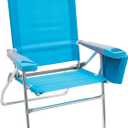 Rio Brands 17" Extended Height 4-Position Folding Beach, Camping, Lawn Chair, Turquoise