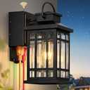 Exterior Lighting Fixtures with GFCI Outlet, Black Dusk to Dawn Outdoor Lights with Bubble Glass, Anti-Rust Outside Wall Sconce Lantern for Garage Coach, Patio Wall Light Fixture with Outlet