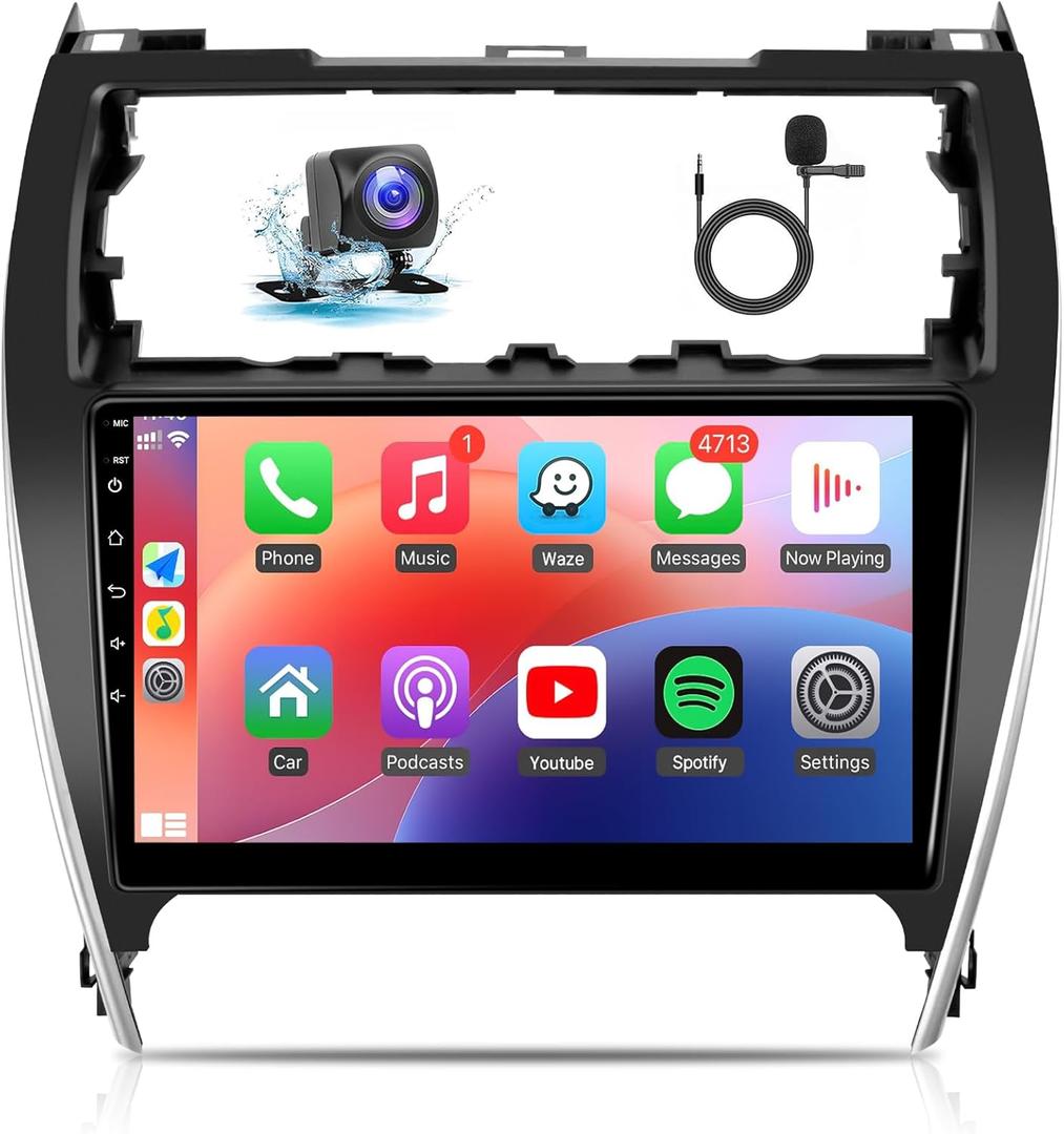 Naifay Android Car Stereo for Toyota Camry 2012 2013 2014 with Carplay & Android Auto, 10.1inch IPS Touch Screen for Toyota Camry Car Stereo with Bluetooth/GPS/WiFi/SWC/Split Screen/Mirrorlink