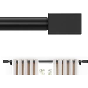 Black Curtain Rods 48 to 84 Inches(4-7 Feet),5/8 inch Splicing Drapery Rods with Cuboid Style Design,Small Curtain Rods Set,Size: 36''-88'',Matte Black