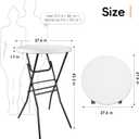 pollilar Cocktail Table 28in Portable Folding Bar Height Table, Compact Round High Top Plastic & Steel Bistro with Removable Legs, for Indoor Outdoor RV Patio Catering Parties Commercial Events-White