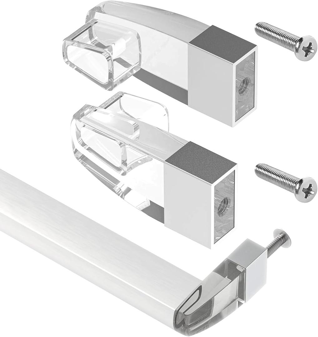 2 Set Clear Acrylic Shower Door Towel Bar Brackets for Alumax Basco Framed Sliding Glass Shower Door Towel Rod and Sliding Doors | Clear Acrylic Towel Bar Brackets with Bright Chrome Sleeve