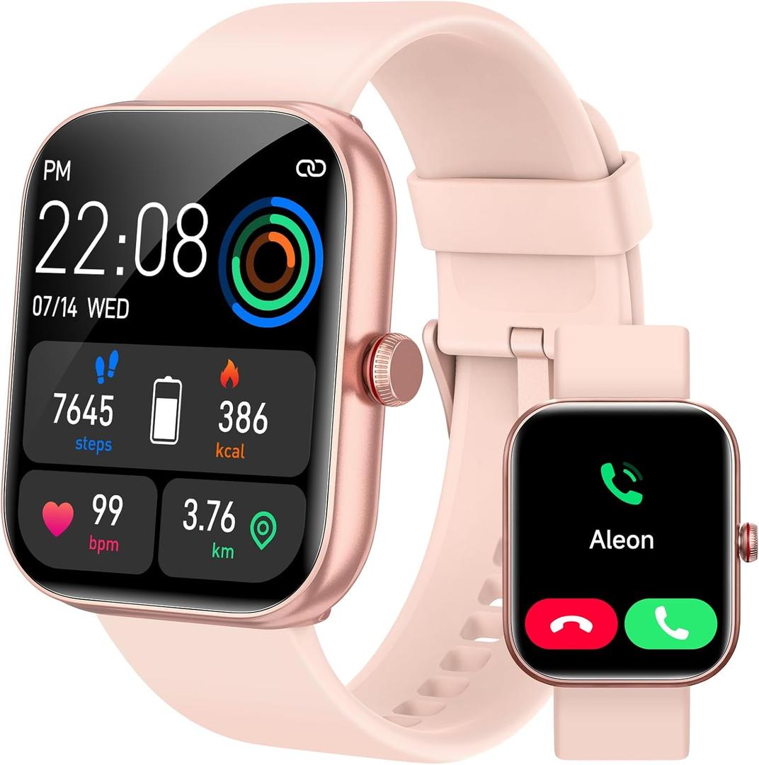 Smart Watch for Women, Smartwatch for iPhone & Android Bluetooth (Answer/Call) Built-in Alexa, 1.91" HD Fitness Tracker with 105+ Sport Modes, IP68 Waterproof, Sleep/Heart Rate/SpO2/Stress Monitor (Pink)