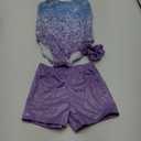 Vogseek Leotards for Girls Gymnastics Unitards Biketards 3 Piece Ballet Set 5-12 Years (7-8 Years, 2b Blue Purple)