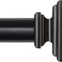 KAMANINA Black Curtain Rods for Windows 72 to 144 Inch, 1 Inch Heavy Duty Long Curtain Rod 32 to 144 (6-12ft), Adjustable Single Drapery Rods with Square Finials (72-144", Black)
