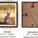 Giftgarden Brown 8x10 Picture Frame Set of 4, 9x11 Frames with Mat for 8 by 10 Photos, Rustic Walnut Wood-Color Frames for Wall or Tabletop