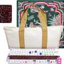 American Mahjong Game Set, Portable Carrying Bag,Acrylic 160 Tiles,Western Mahjong Tiles Set,Complete Ma Jong Set (Amber)