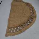 Boho Braided 1.5x3 Area Rug - Jute Natural Fiber Half Circle Rug for Living Room Entryway, Farmhouse, Home, Indoor Rug Jute Door mat for Bathroom, Kitchen (Beige 1.5 X 3 ft)