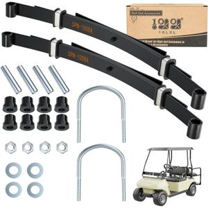 10L0L Heavy Duty Rear Spring Kit for Club Car DS 1981-up Golf Cart, 4 Leafs Spring with Bushings Spacers & U Bolts, OEM# 102006501 1014675 1011149