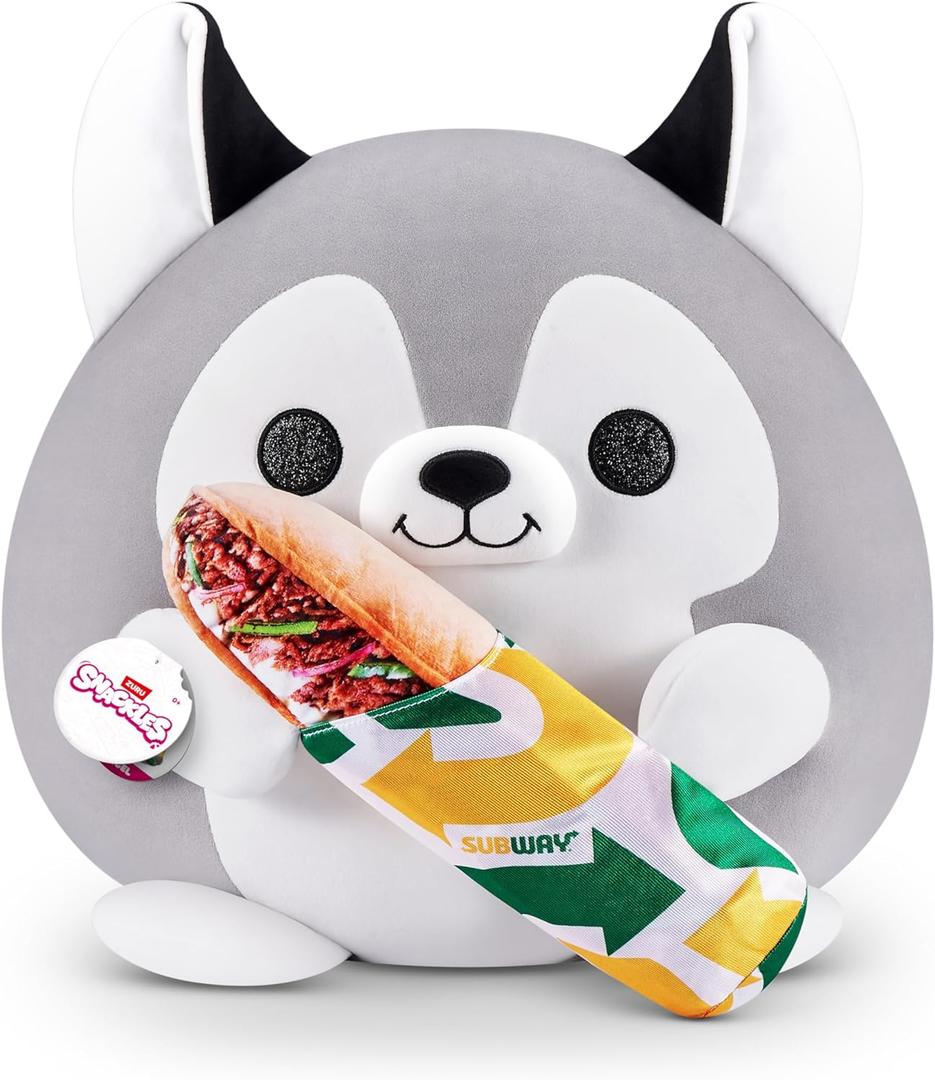 Snackles by ZURU, Super Sized 14 inch Plush, Subway Husky, Ultra Soft Plush, Collectible Stuffed Animal